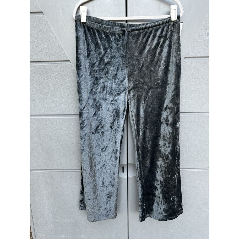 XCVI Printed Gray Velvet Cropped Pants Wide Leg Drawstring Sz M Lagenlook Boho